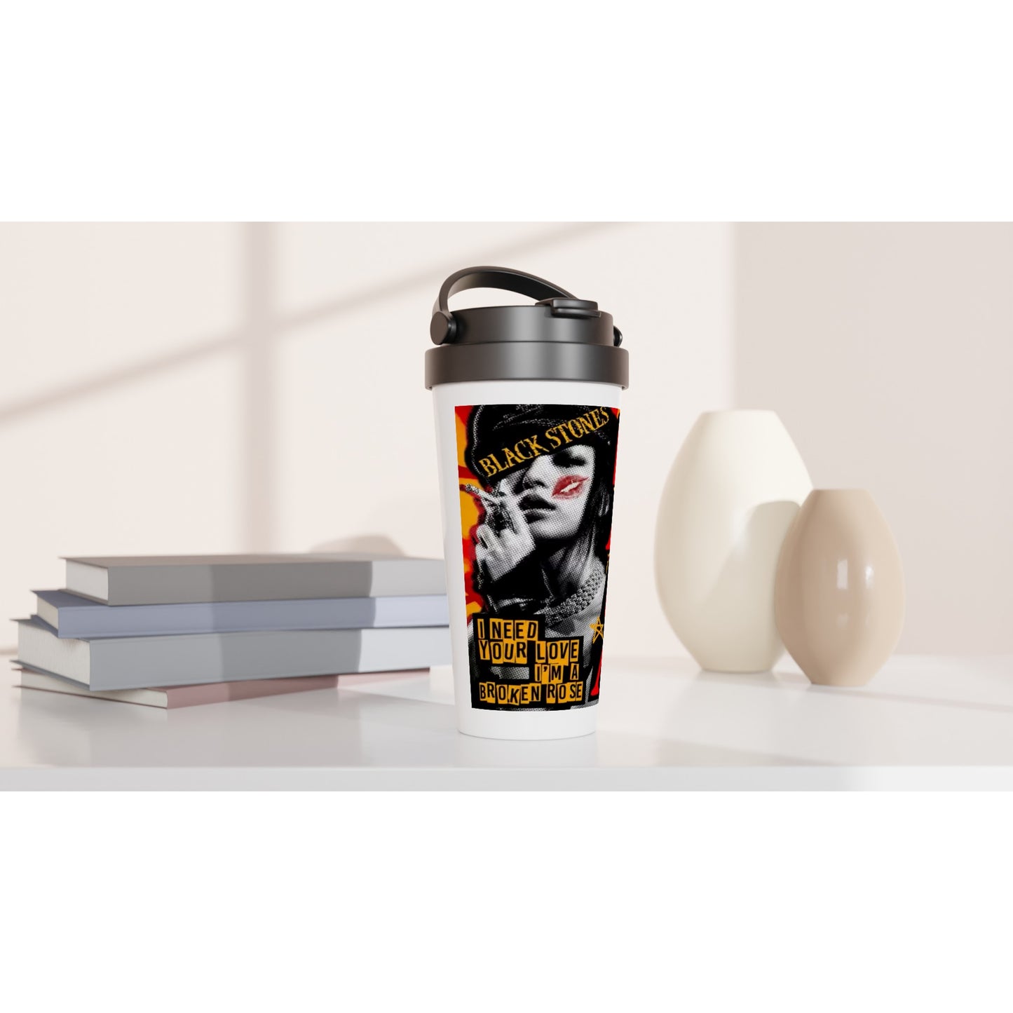 Nana Osaki Blackstones White 15oz Stainless Steel Travel Mug - Diverso shop