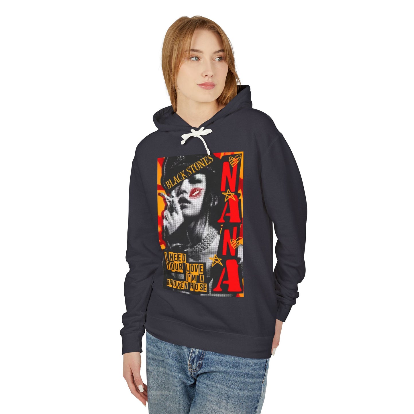 Nana Osaki Unisex Lightweight Hooded Sweatshirt - 'I Need Your Love, I’m a Broken Nose' Graphic Design - Diverso shop