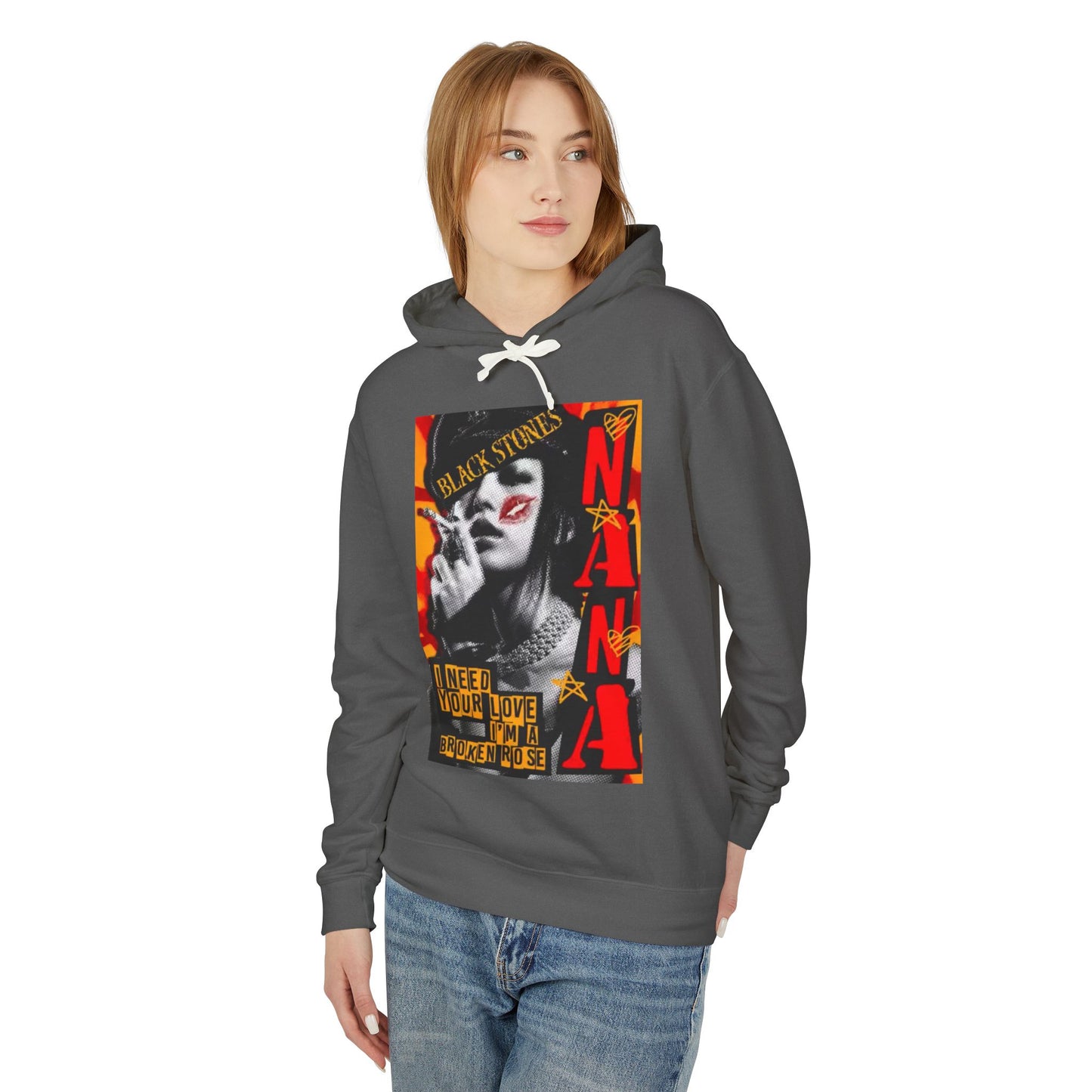 Nana Osaki Unisex Lightweight Hooded Sweatshirt - 'I Need Your Love, I’m a Broken Nose' Graphic Design - Diverso shop