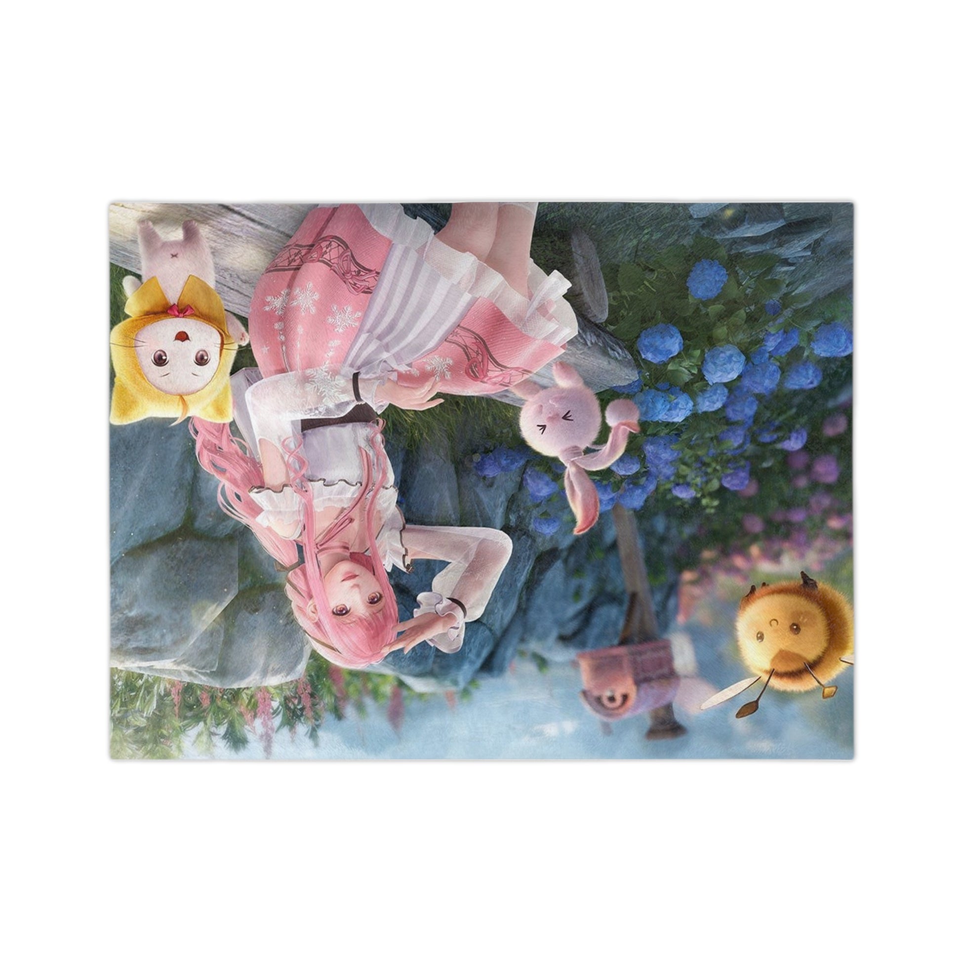 Infinity Nikki Momo Whimsical Velveteen Microfiber Blanket with Fantasy Creatures - Diverso shop