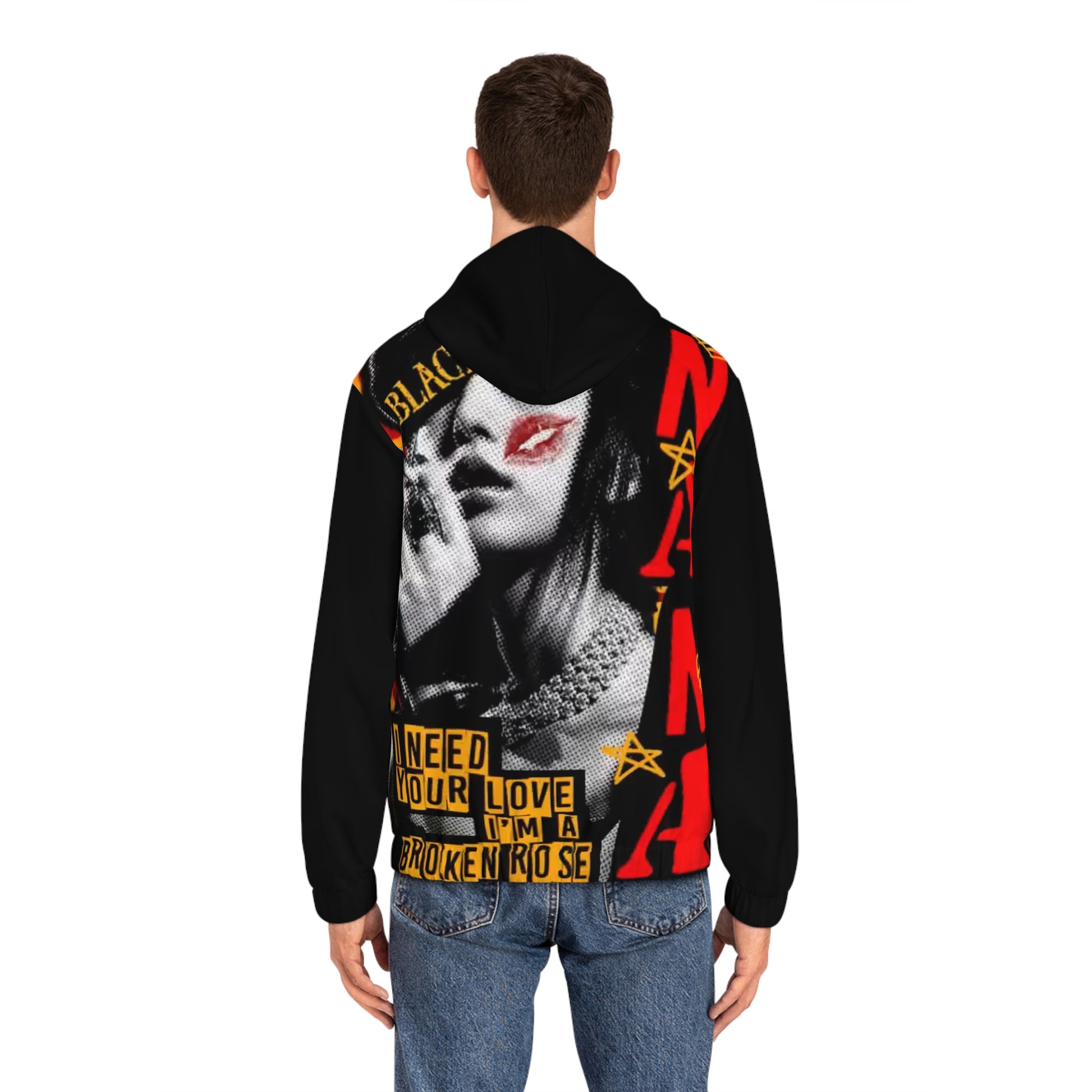 Nana Osaki Blackstones Men's Full-Zip Hoodie - Bold Graphic Design with Statement Text - Diverso shop