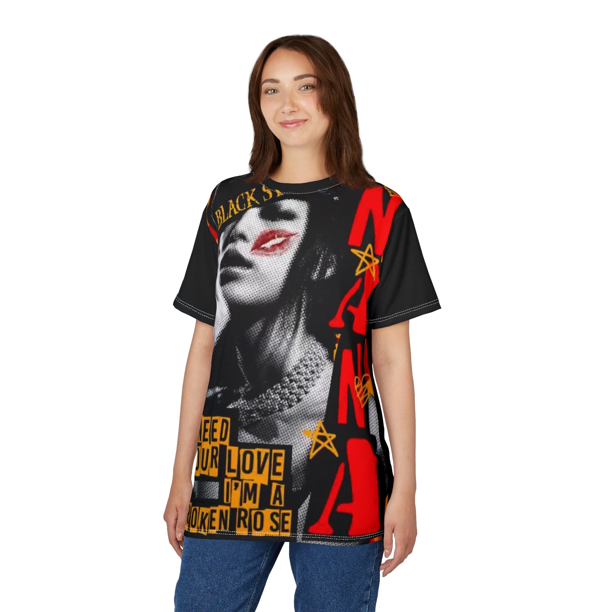 Nana Osaki Blackstones Bold Graphic Unisex Tee - 'I Need Your Love, I'm a Broken Rose' Statement Shirt - Diverso shop