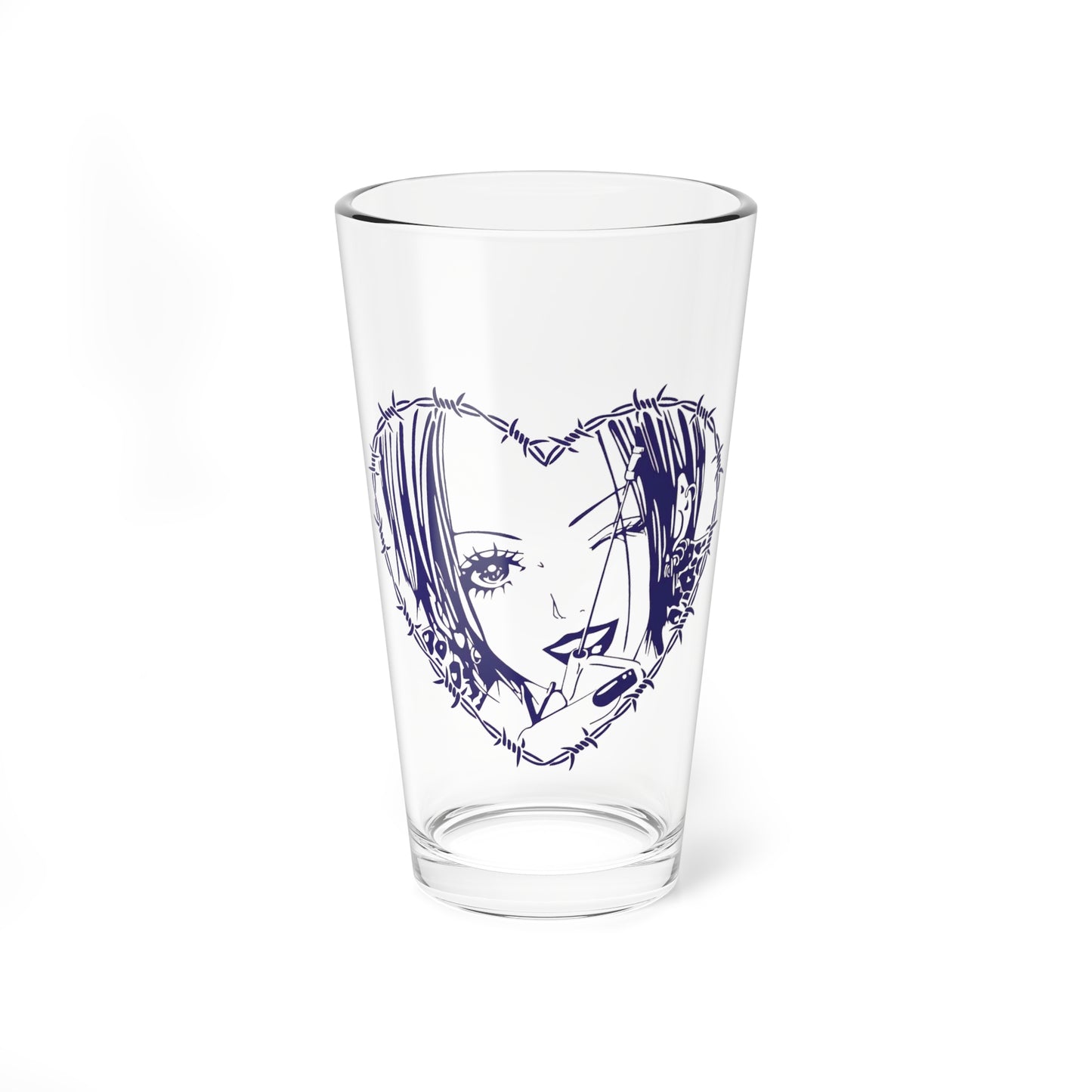 Nana Osaki Artistic 16oz Mixing Glass with Heart Design - Perfect for Celebrations