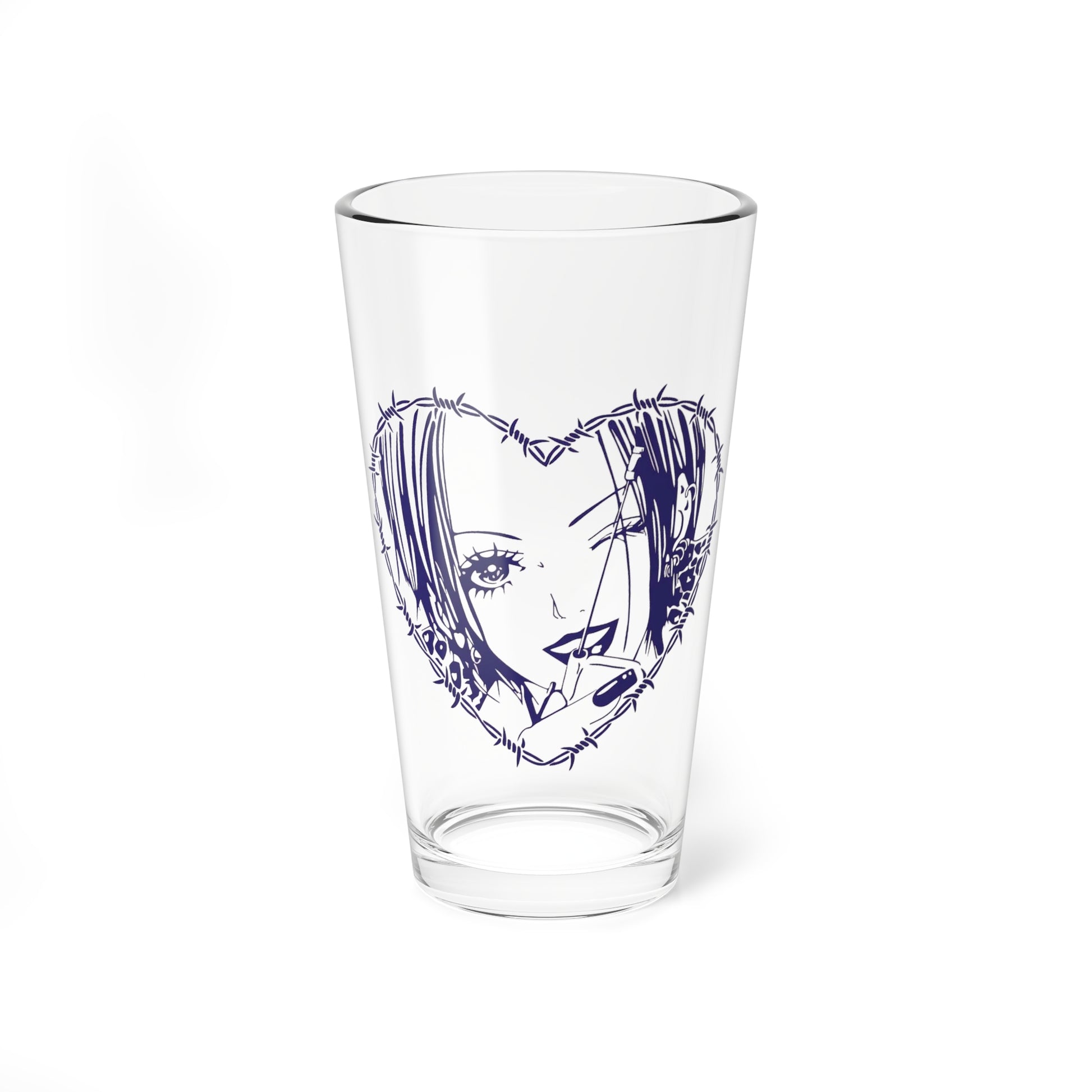 Nana Osaki Artistic 16oz Mixing Glass with Heart Design - Perfect for Celebrations