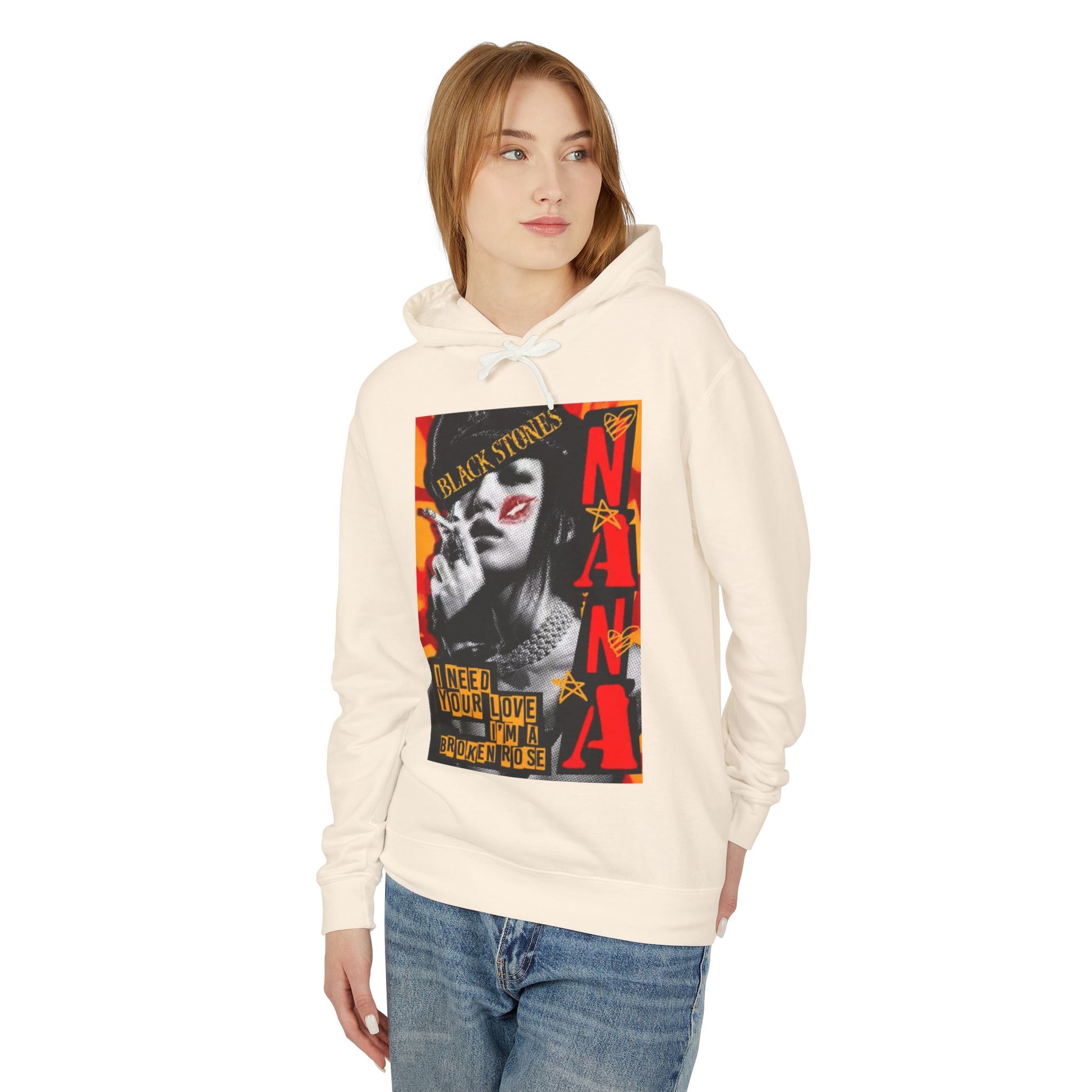Nana Osaki Unisex Lightweight Hooded Sweatshirt - 'I Need Your Love, I’m a Broken Nose' Graphic Design - Diverso shop
