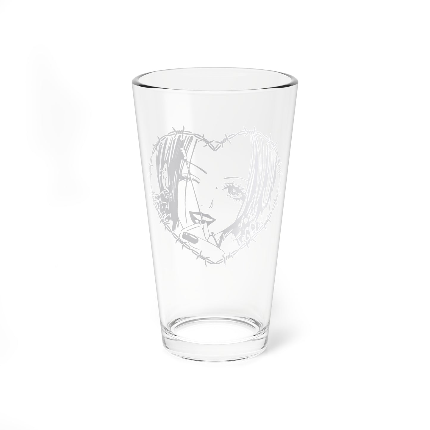 Nana Osaki Artistic 16oz Mixing Glass with Heart Design - Perfect for Celebrations