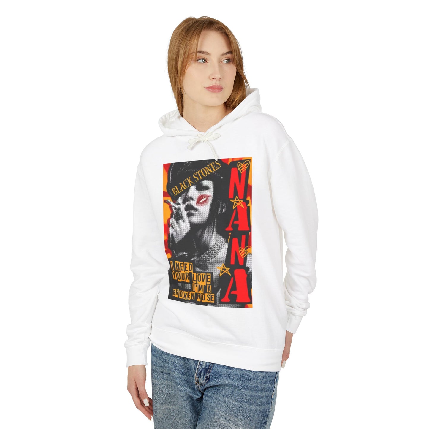 Nana Osaki Unisex Lightweight Hooded Sweatshirt - 'I Need Your Love, I’m a Broken Nose' Graphic Design - Diverso shop