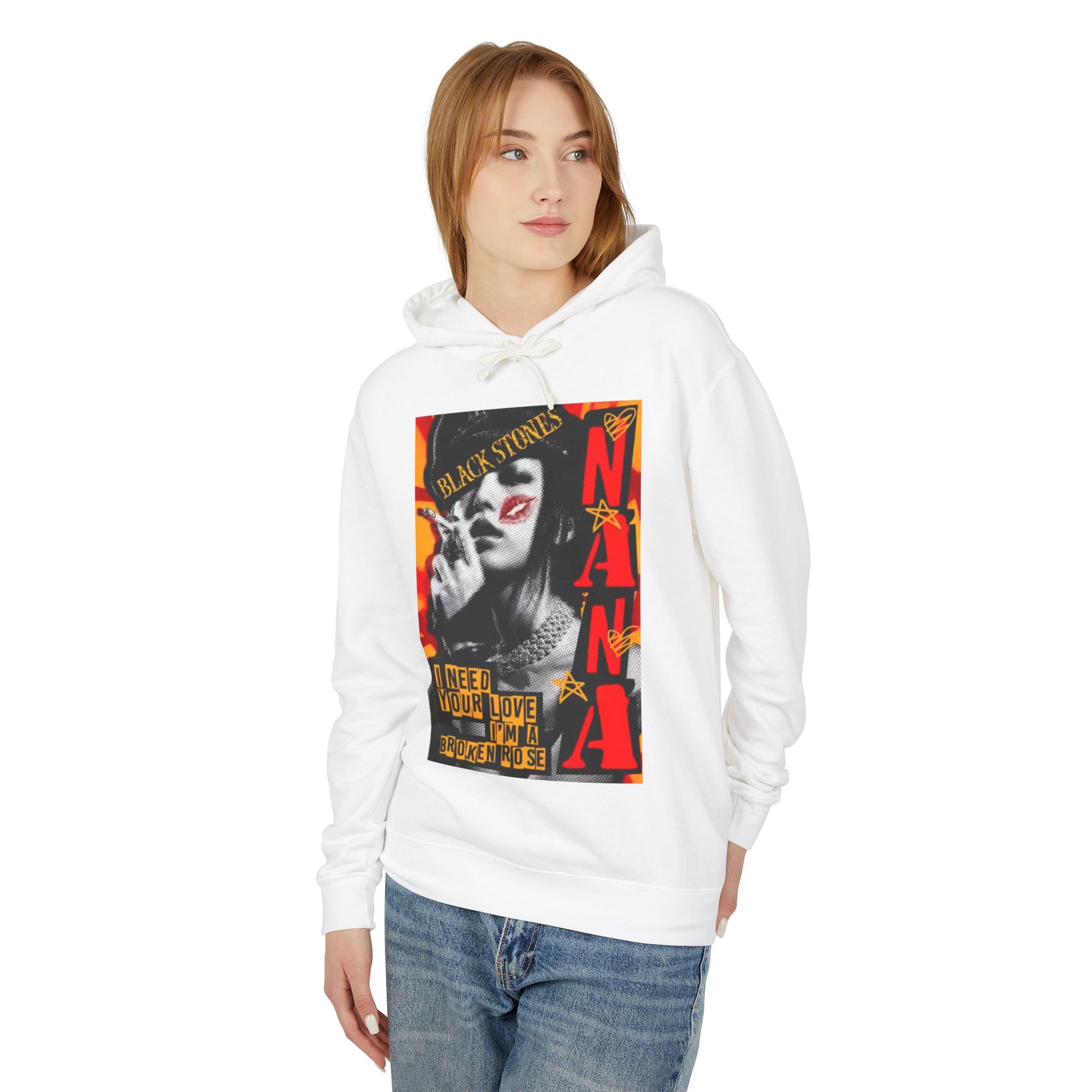 Nana Osaki Unisex Lightweight Hooded Sweatshirt - 'I Need Your Love, I’m a Broken Nose' Graphic Design - Diverso shop