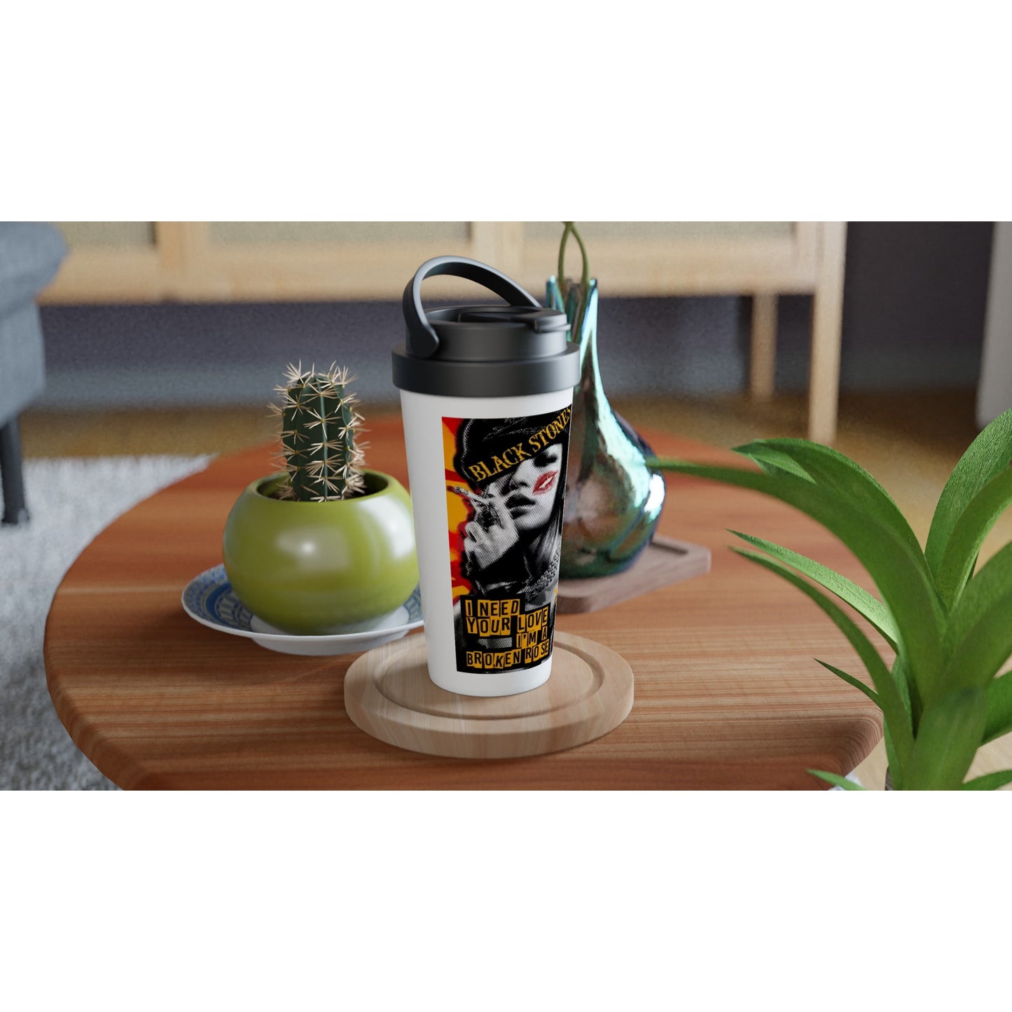 Nana Osaki Blackstones White 15oz Stainless Steel Travel Mug - Diverso shop